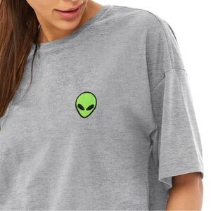 Nordstrom BP Gray Graphic Alien Tee Shirt Crew‎ Neck Short Sleeve Relaxed Small